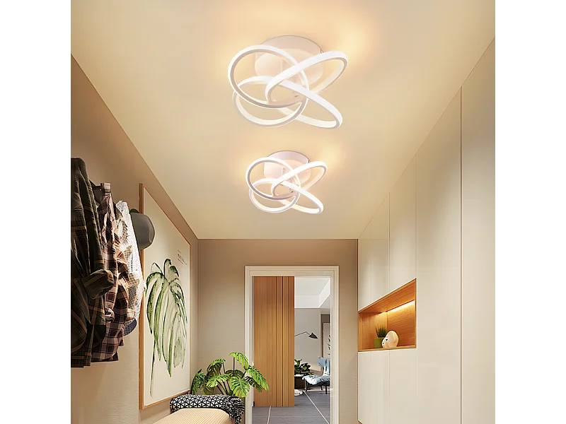 NETTLIFE Plafonnier LED pour chambre à coucher - 28 W, 3 000 K, blanc chaud, lampe de couloir, blanc