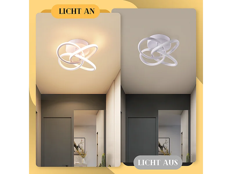 NETTLIFE Plafonnier LED pour chambre à coucher - 28 W, 3 000 K, blanc chaud, lampe de couloir, blanc