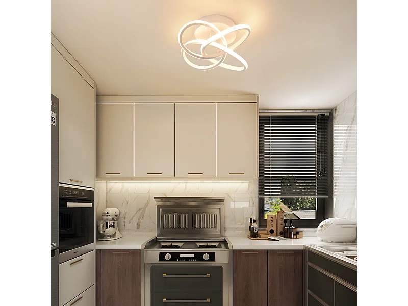 NETTLIFE Plafonnier LED pour chambre à coucher - 28 W, 3 000 K, blanc chaud, lampe de couloir, blanc