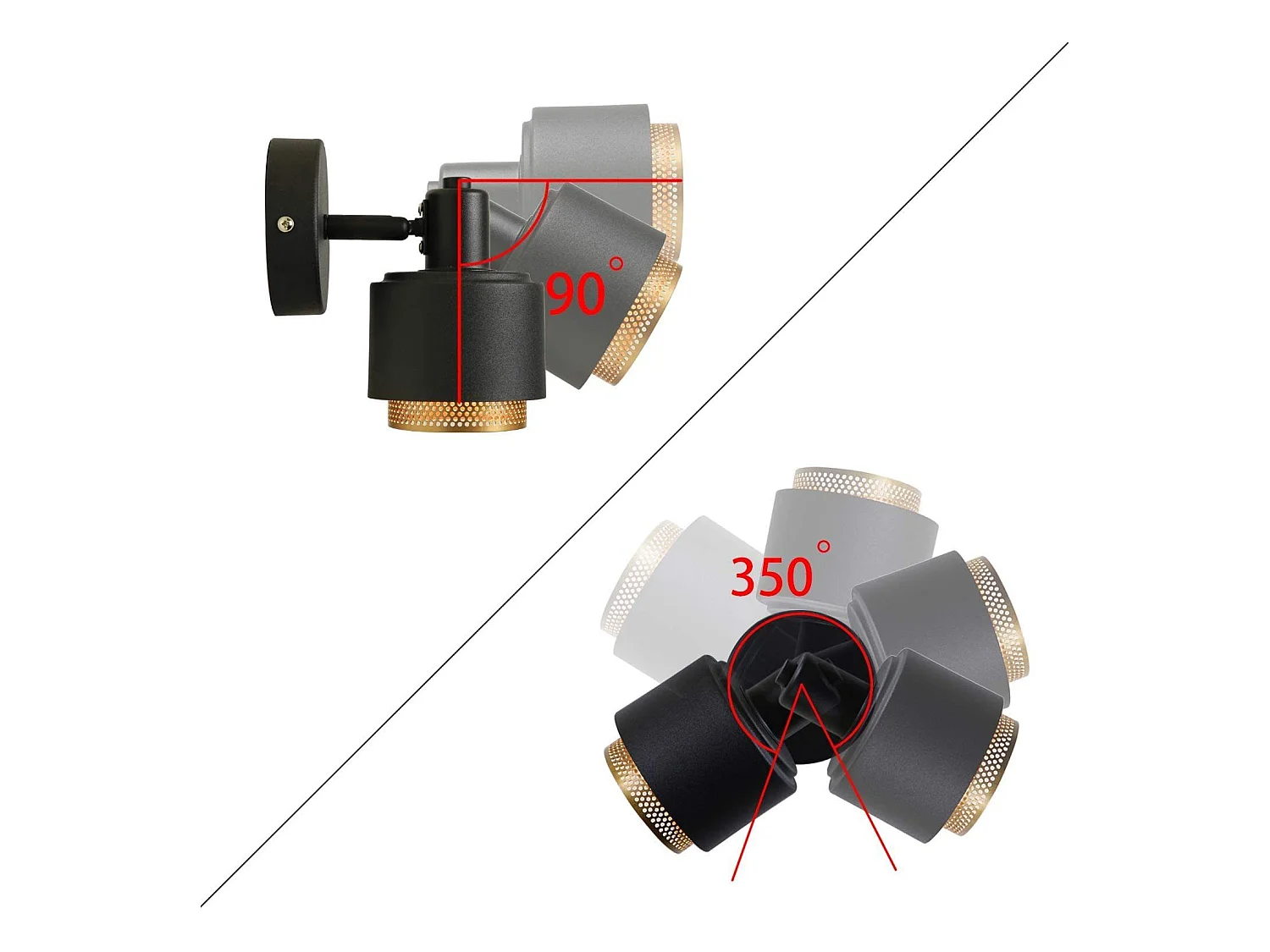 NETTLIFE Applique murale vintage E14 spot de plafond rotatif orientable