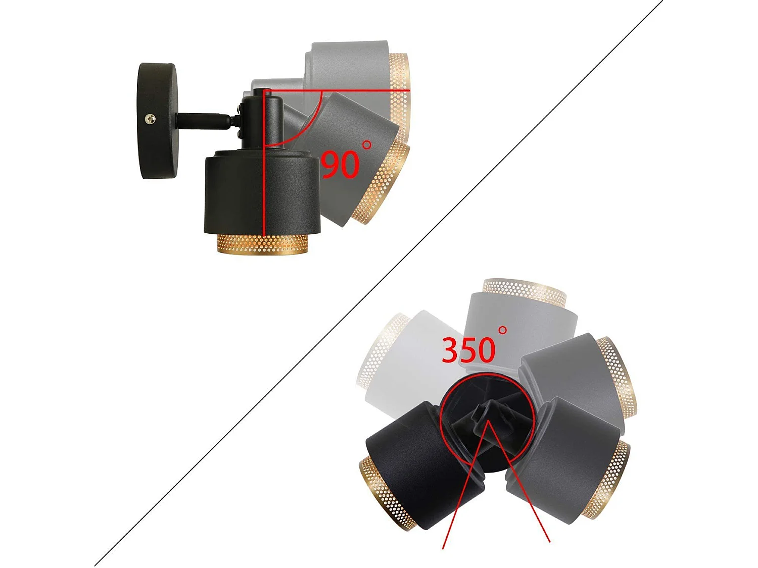 NETTLIFE Vintage Kinkiet E14 Obrotowy Regulowany Reflektor Sufitowy