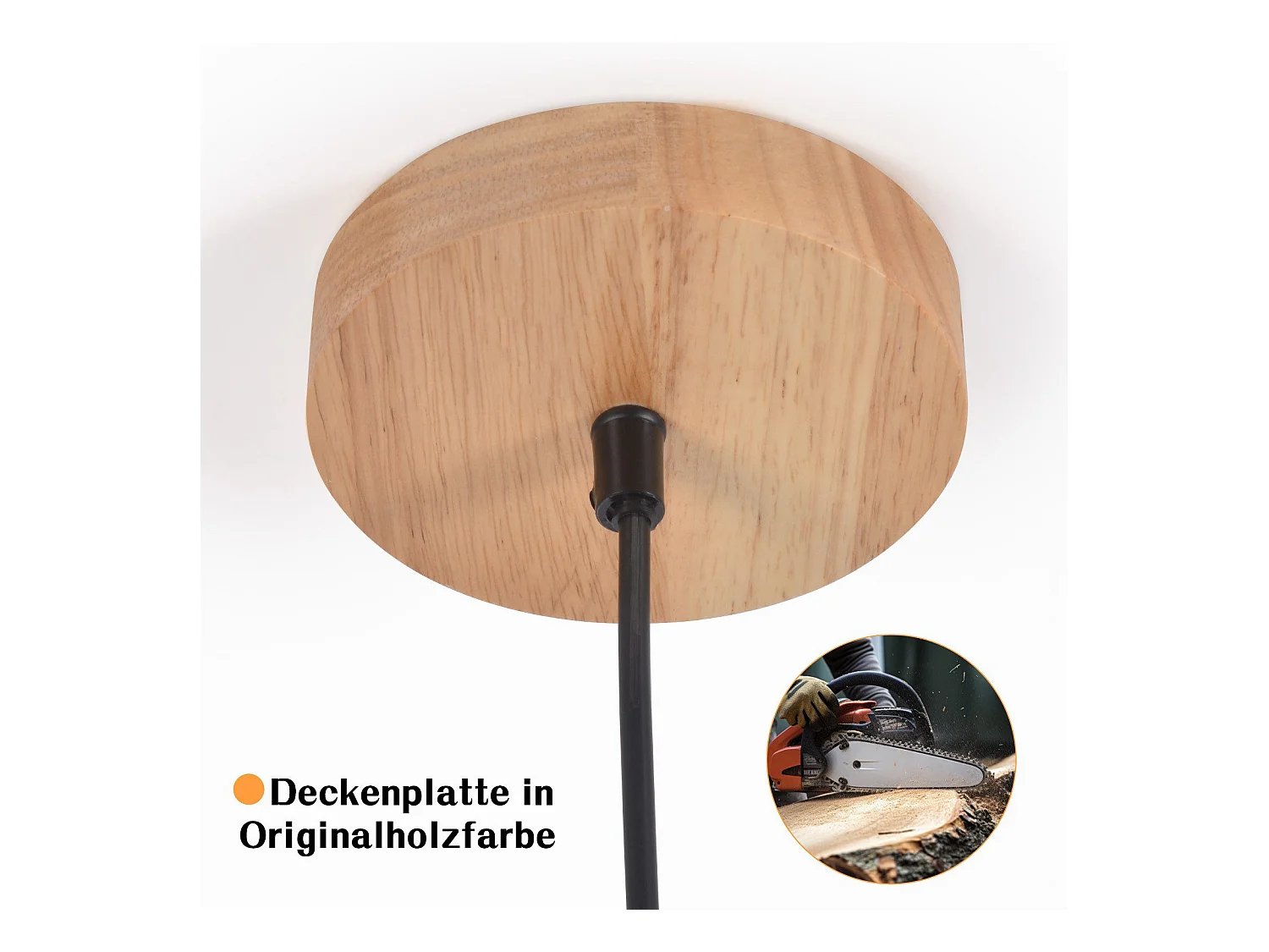 NETTLIFE Suspension en bois, lampe suspendue E27, lampe de table à manger vintage en verre