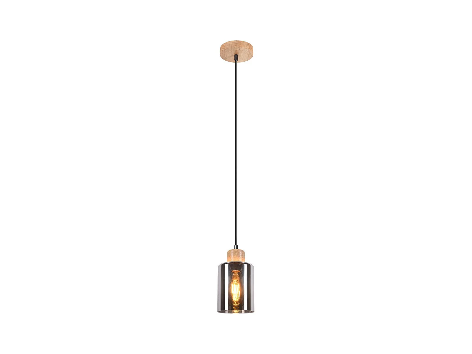 NETTLIFE Suspension en bois, lampe suspendue E27, lampe de table à manger vintage en verre