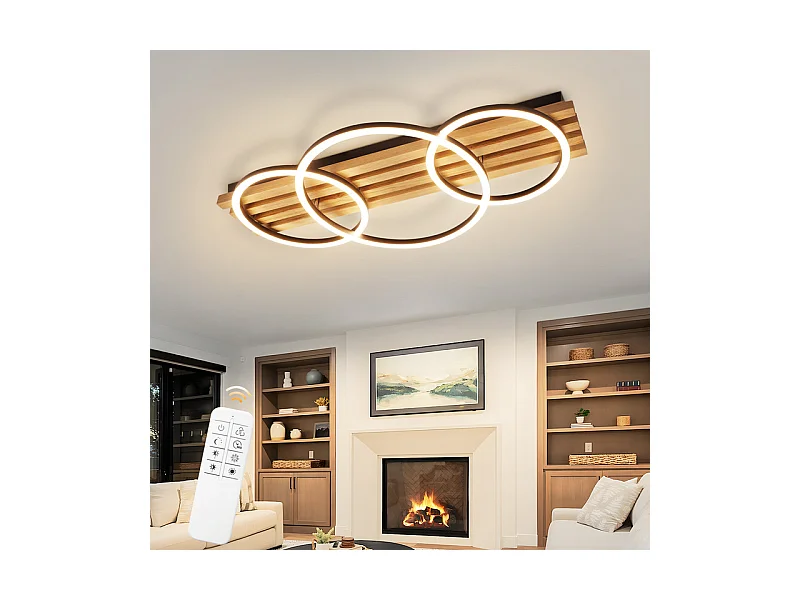 NETTLIFE Plafonnier led en intensité variable : 70 cm, lampe de salon, 46 w, lampe de chambre moderne, éclairage de plafond noir avec télécommande,