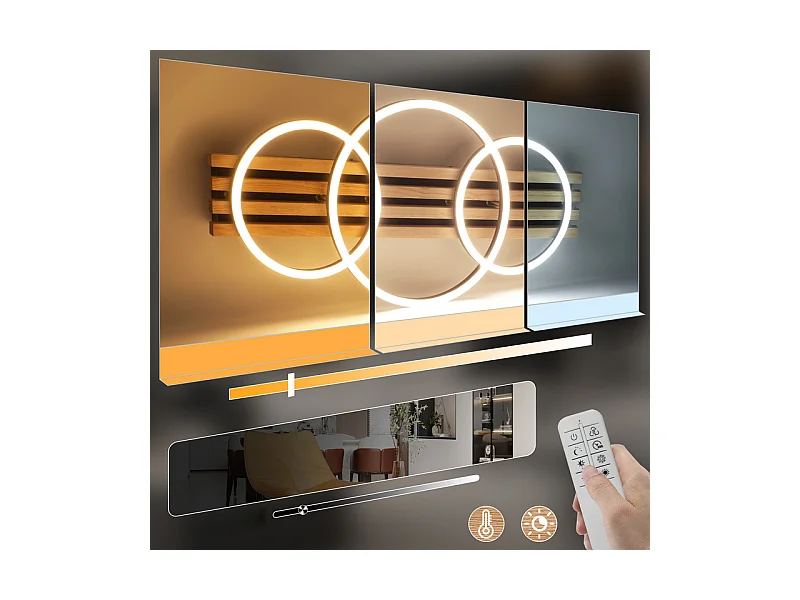 NETTLIFE Plafonnier led en intensité variable : 70 cm, lampe de salon, 46 w, lampe de chambre moderne, éclairage de plafond noir avec télécommande,