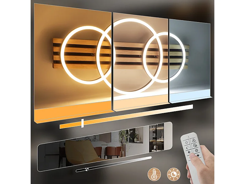 NETTLIFE Plafonnier led en intensité variable : 70 cm, lampe de salon, 46 w, lampe de chambre moderne, éclairage de plafond noir avec télécommande,