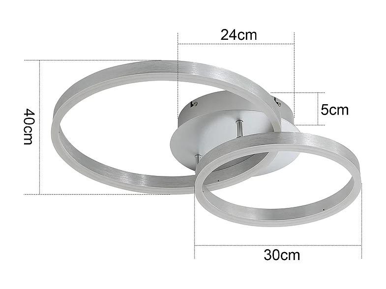 Plafonnier led nettlife, design moderne, intensité variable, 59 cm, avec télécommande, 2 anneaux en acrylique doré, 46 w