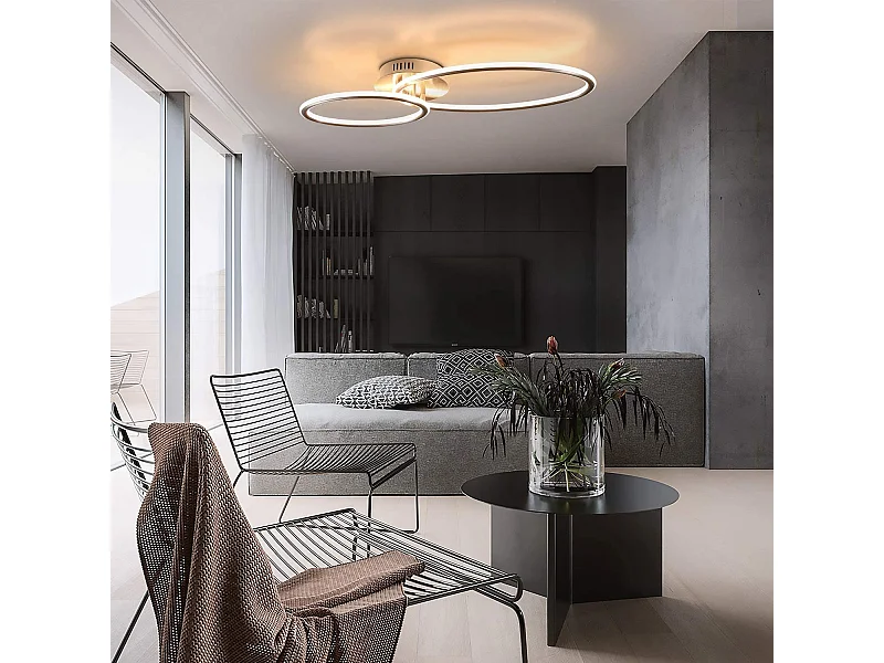 NETTLIFE Lampa sufitowa LED Nettlife, lampa sufitowa do salonu, nowoczesny design z pierścieniami, ciepłe białe światło 3000K, lampa do sypialni, 29 W, 62,5 cm