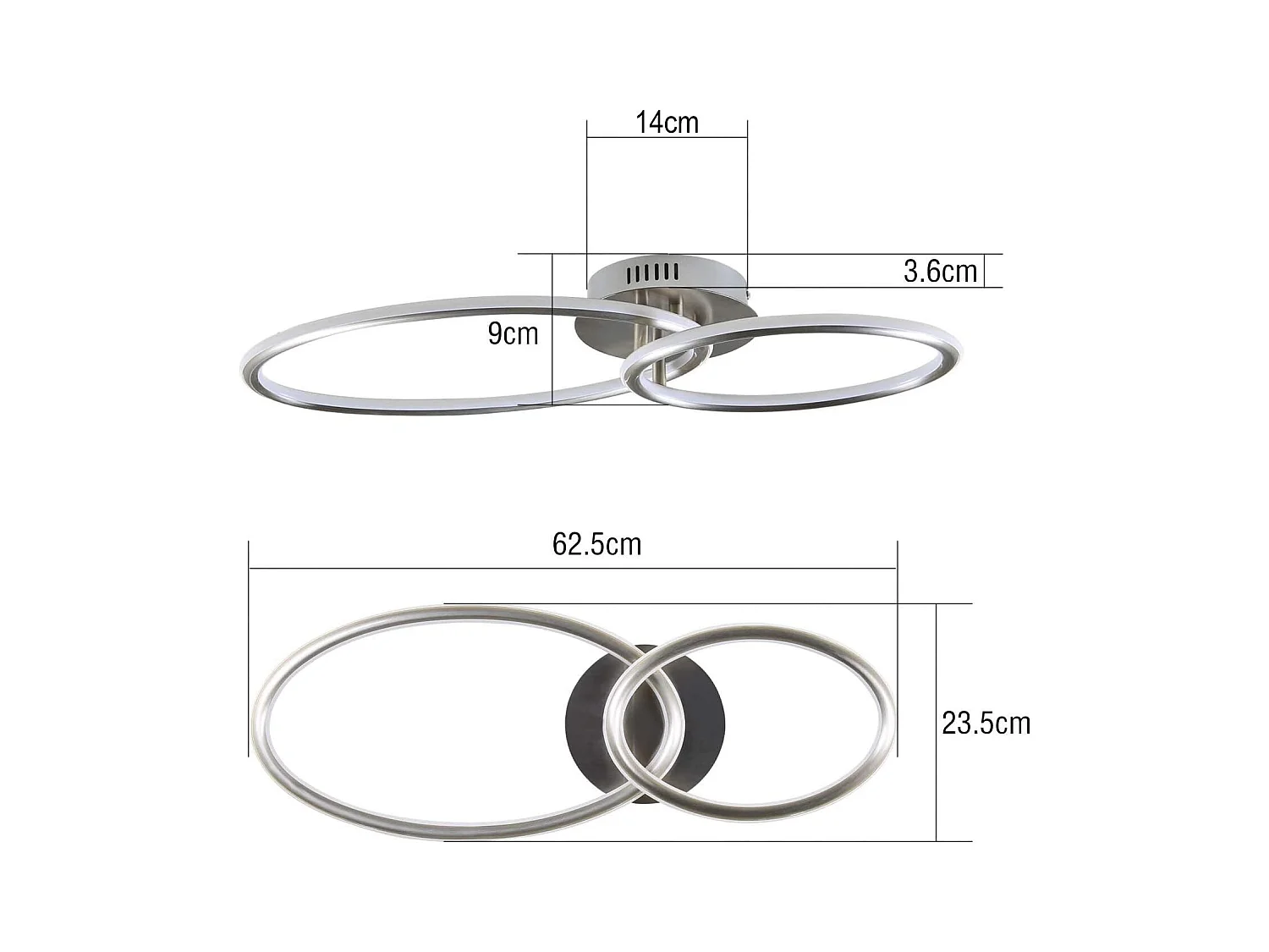 NETTLIFE Plafonnier led nettlife, plafonnier de salon, design moderne avec anneaux lumière blanche chaude 3000k lampe de chambre à coucher 29w 62,5 cm