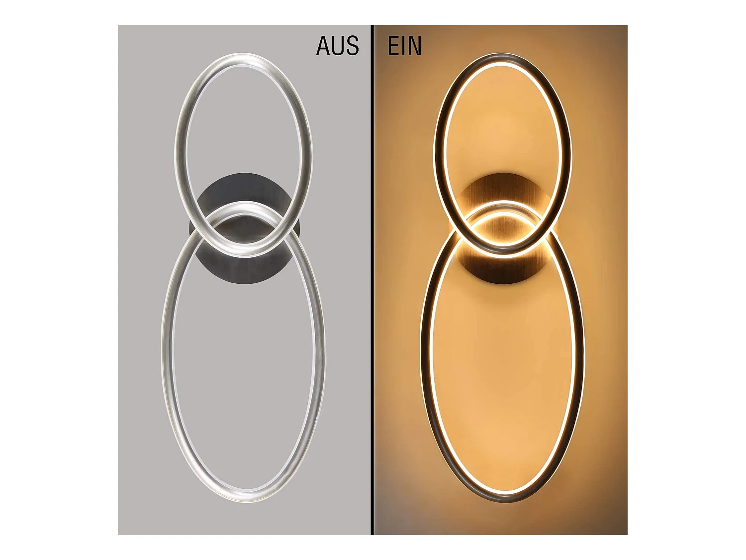 NETTLIFE Plafonnier led nettlife, plafonnier de salon, design moderne avec anneaux lumière blanche chaude 3000k lampe de chambre à coucher 29w 62,5 cm