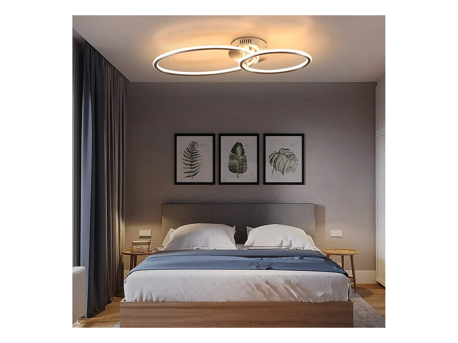 NETTLIFE Plafonnier led nettlife, plafonnier de salon, design moderne avec anneaux lumière blanche chaude 3000k lampe de chambre à coucher 29w 62,5 cm