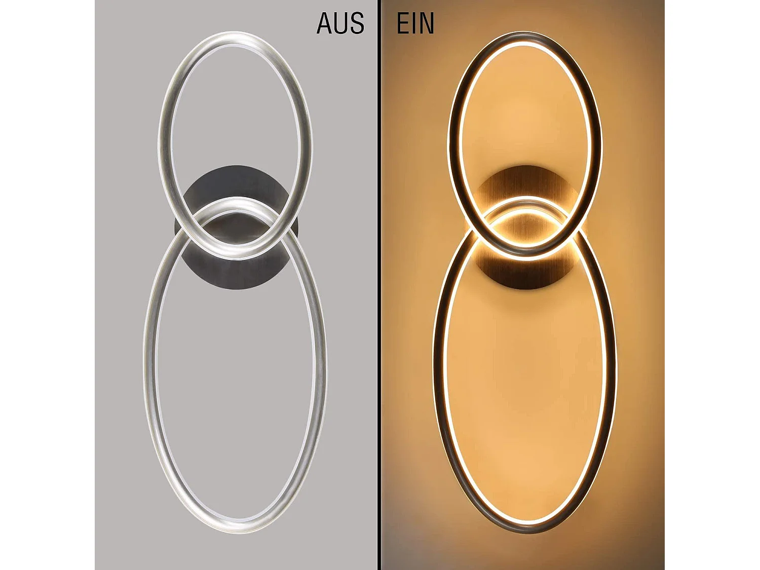 NETTLIFE Plafonnier led nettlife, plafonnier de salon, design moderne avec anneaux lumière blanche chaude 3000k lampe de chambre à coucher 29w 62,5 cm