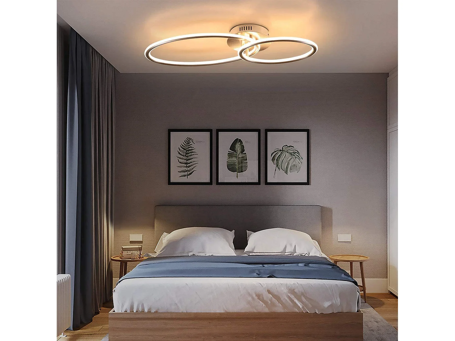 NETTLIFE Plafonnier led nettlife, plafonnier de salon, design moderne avec anneaux lumière blanche chaude 3000k lampe de chambre à coucher 29w 62,5 cm
