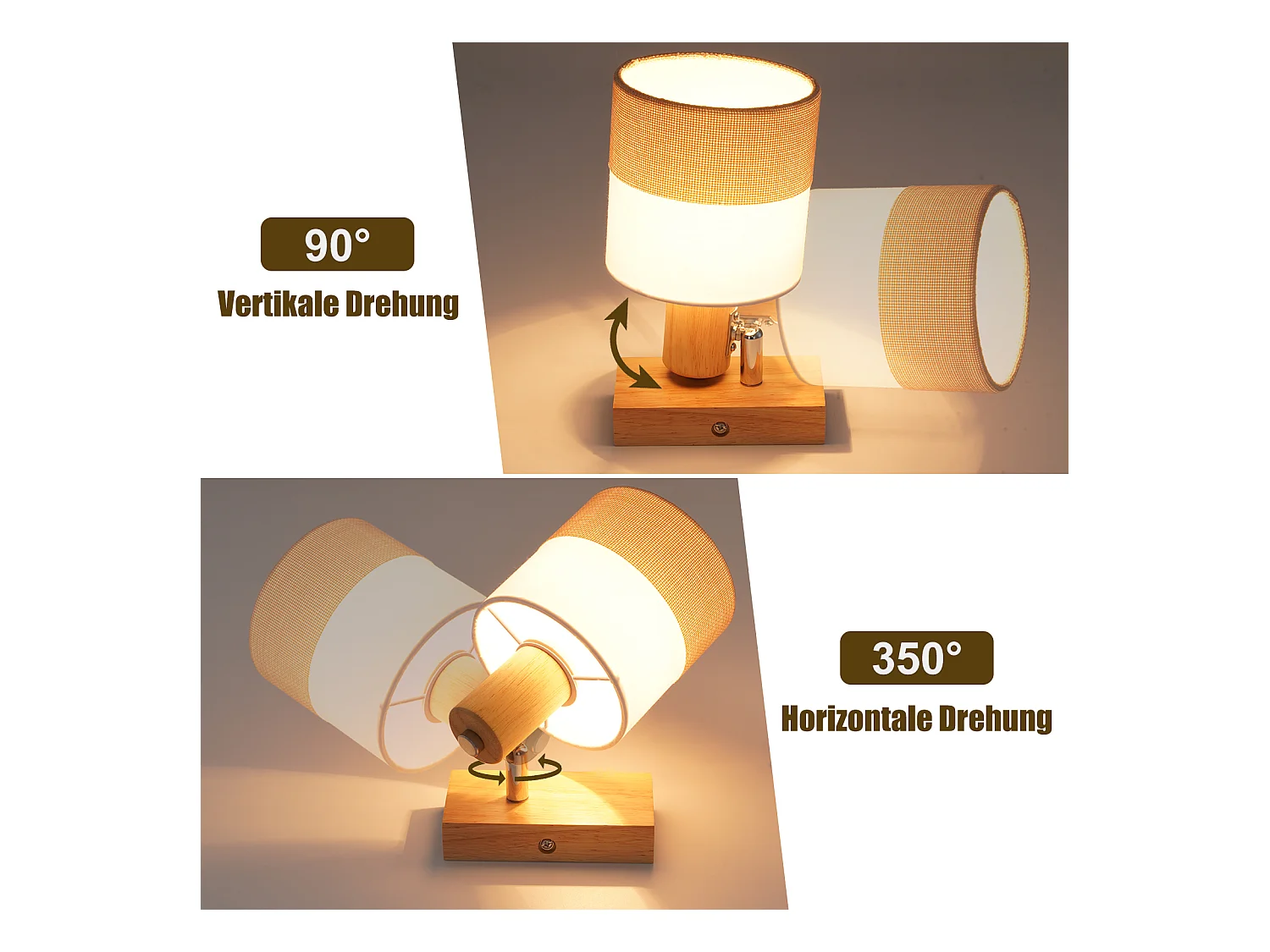 NETTLIFE Spot LED plafond 1 flamme lampe couloir - plafonnier bois plafonnier E14 vintage orientable 350° rétro