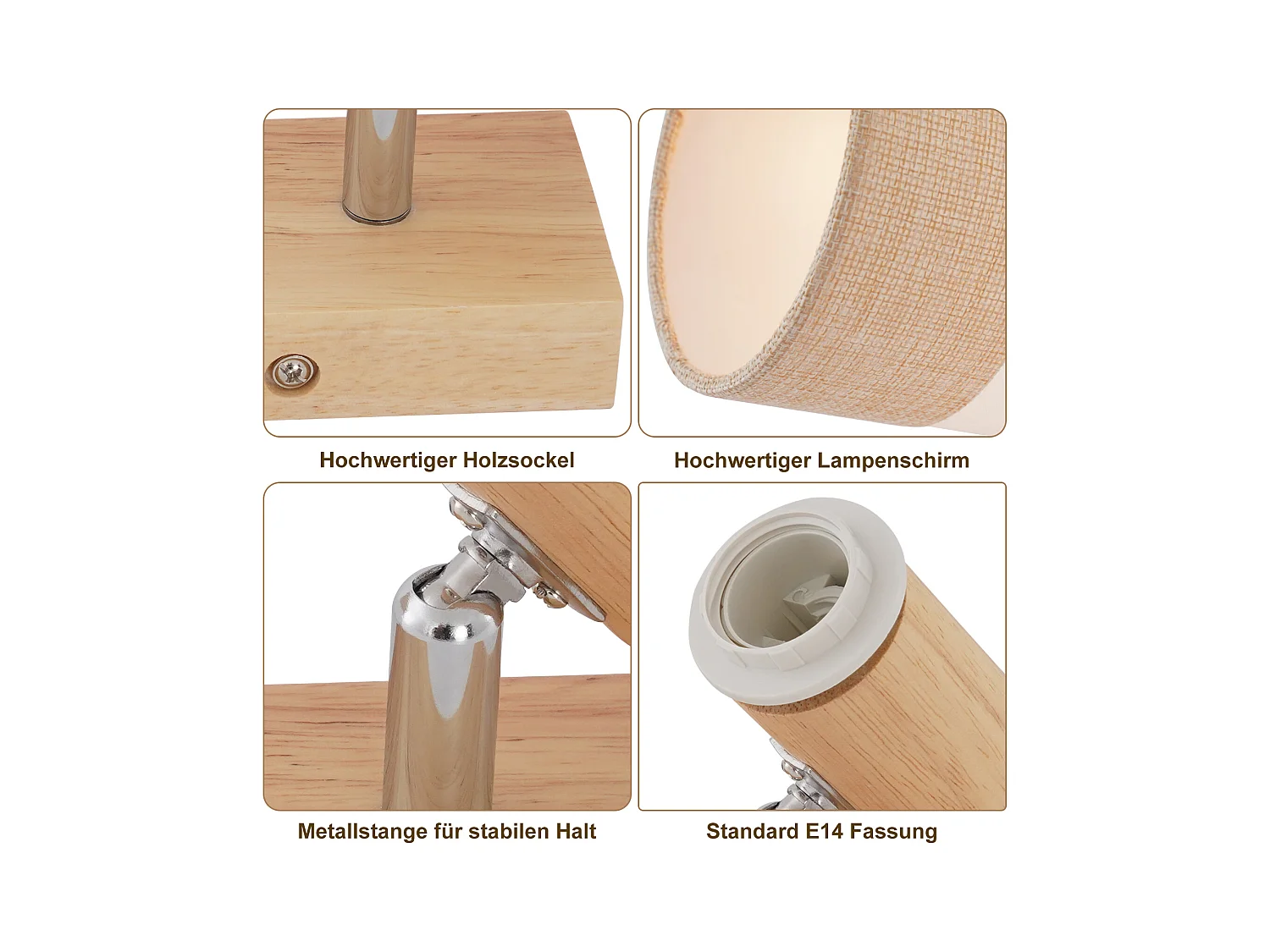 NETTLIFE Spot LED plafond 1 flamme lampe couloir - plafonnier bois plafonnier E14 vintage orientable 350° rétro