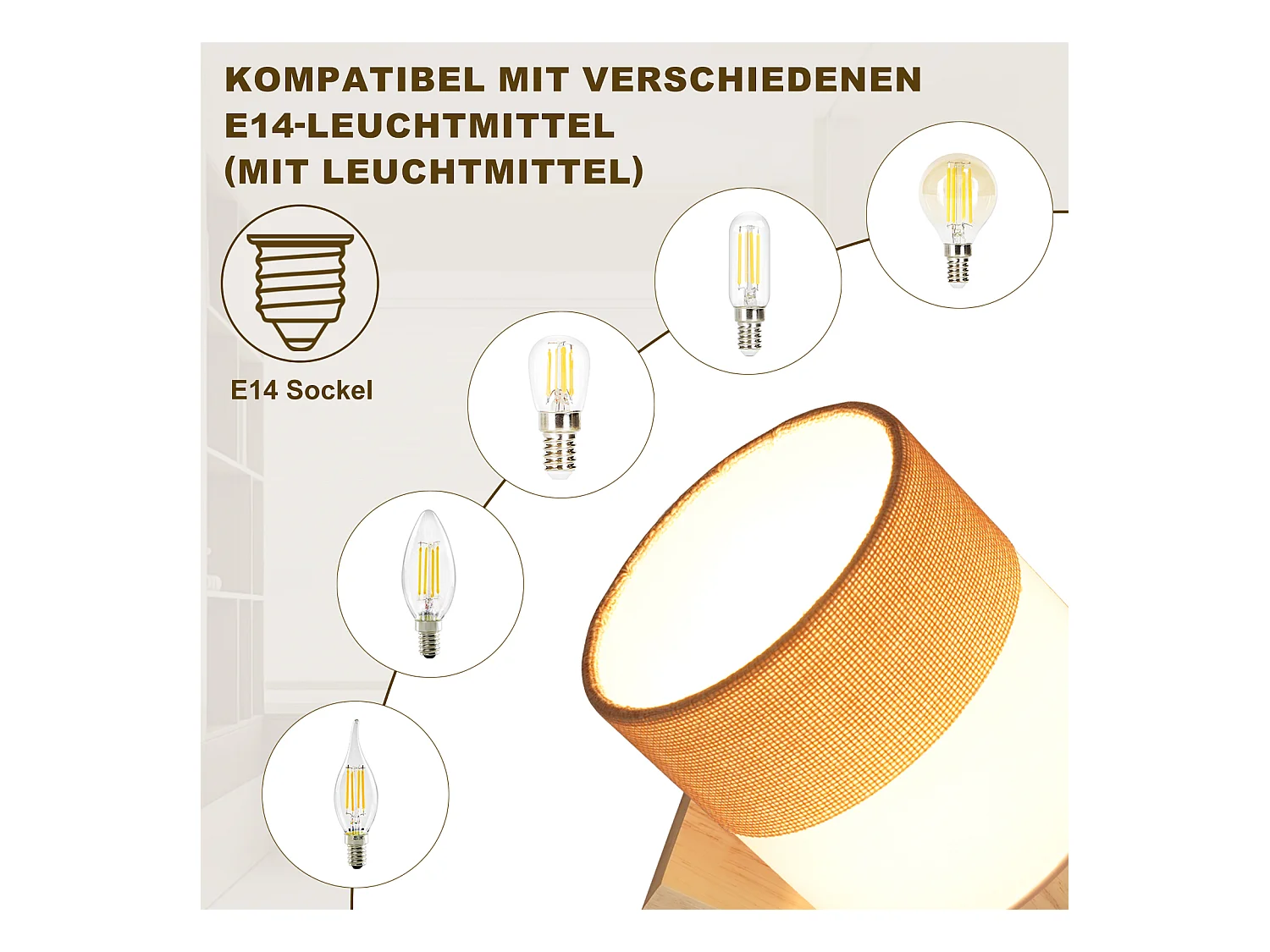 NETTLIFE Spot LED plafond 1 flamme lampe couloir - plafonnier bois plafonnier E14 vintage orientable 350° rétro