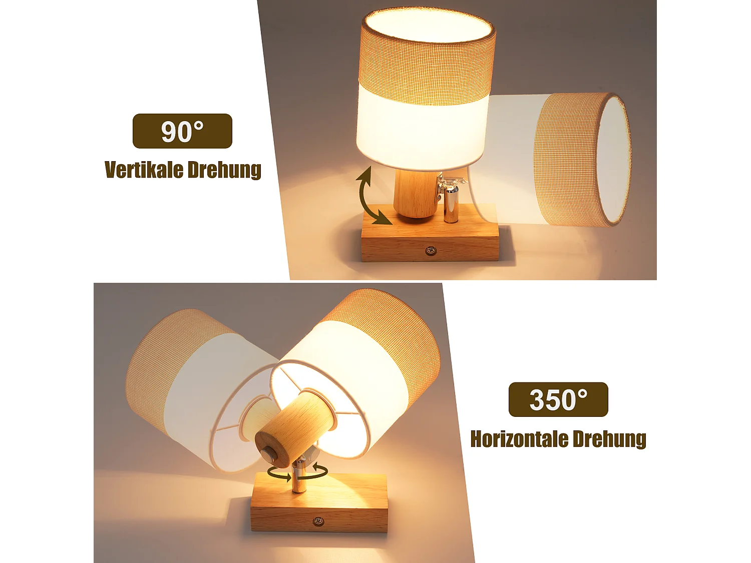 NETTLIFE Spot LED plafond 1 flamme lampe couloir - plafonnier bois plafonnier E14 vintage orientable 350° rétro