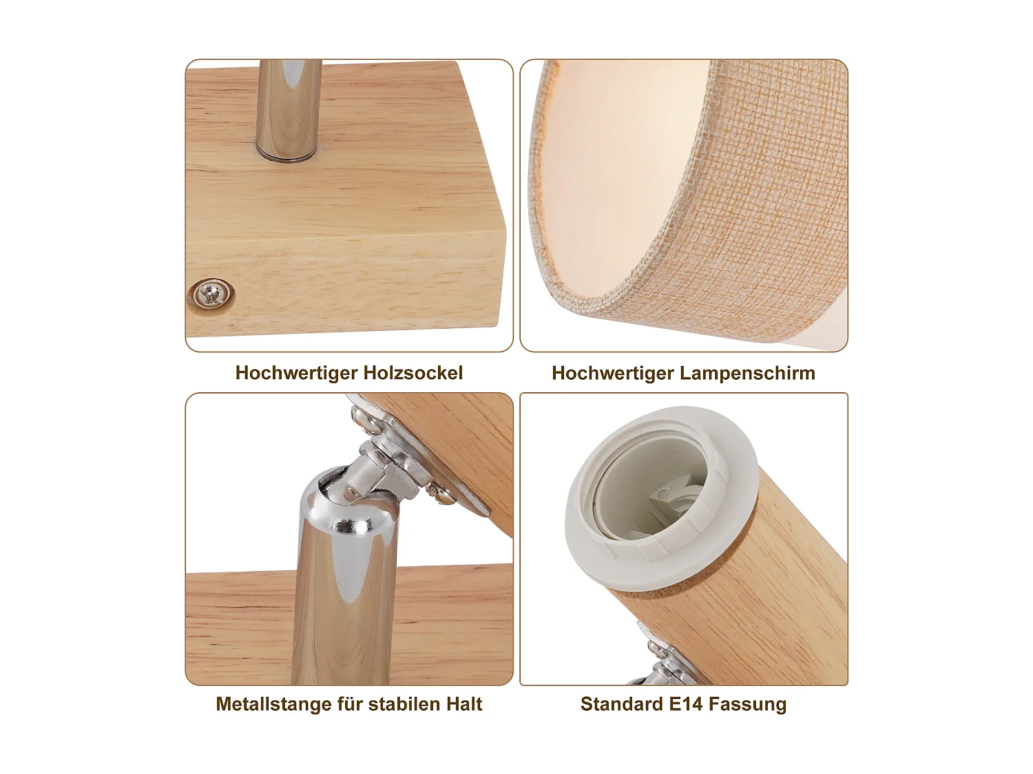 NETTLIFE Spot LED plafond 1 flamme lampe couloir - plafonnier bois plafonnier E14 vintage orientable 350° rétro