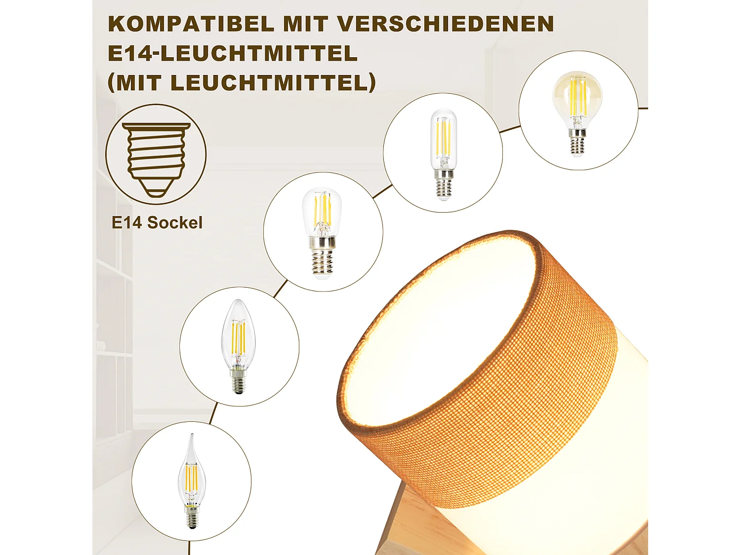 NETTLIFE Spot LED plafond 1 flamme lampe couloir - plafonnier bois plafonnier E14 vintage orientable 350° rétro