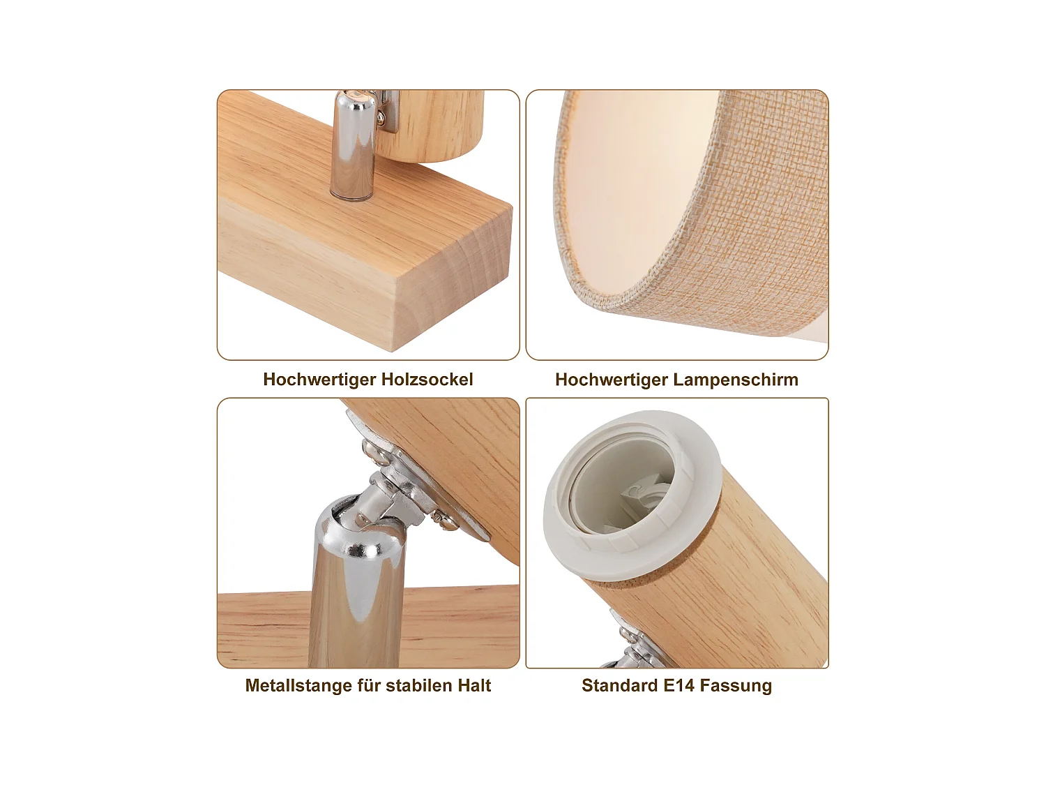 NETTLIFE Plafonnier LED 2 feux spot plafonnier couloir lampe bois E14 vintage orientable 350°