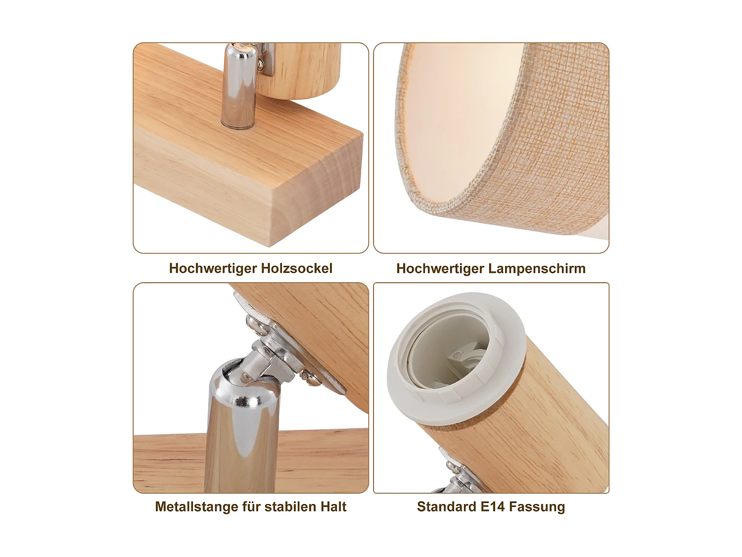 NETTLIFE Plafonnier LED 2 feux spot plafonnier couloir lampe bois E14 vintage orientable 350°