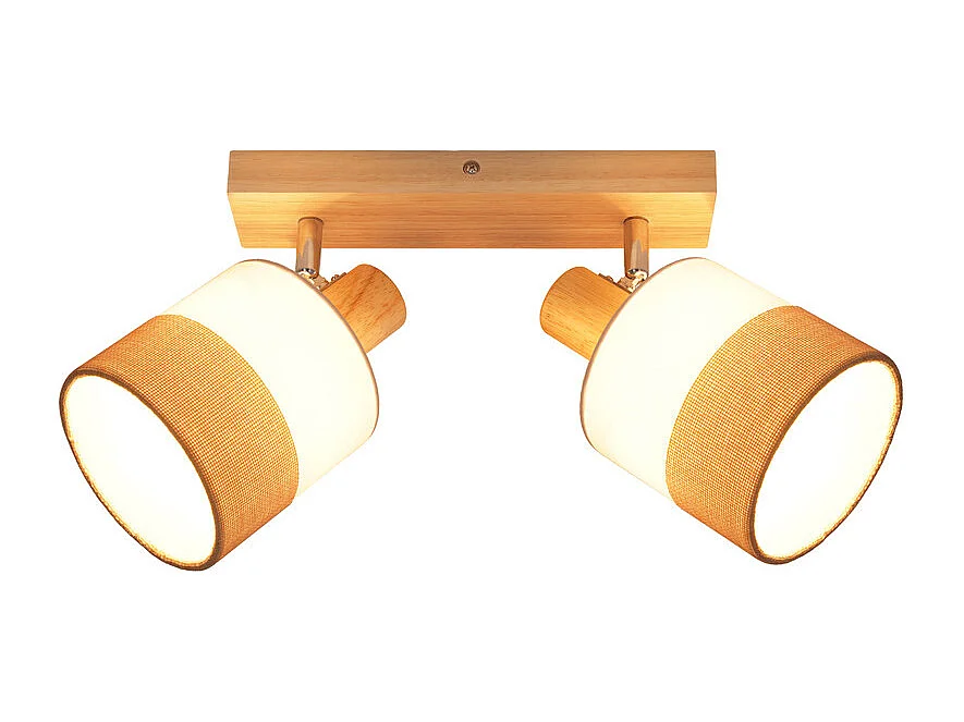 NETTLIFE Plafonnier LED 2 feux spot plafonnier couloir lampe bois E14 vintage orientable 350°