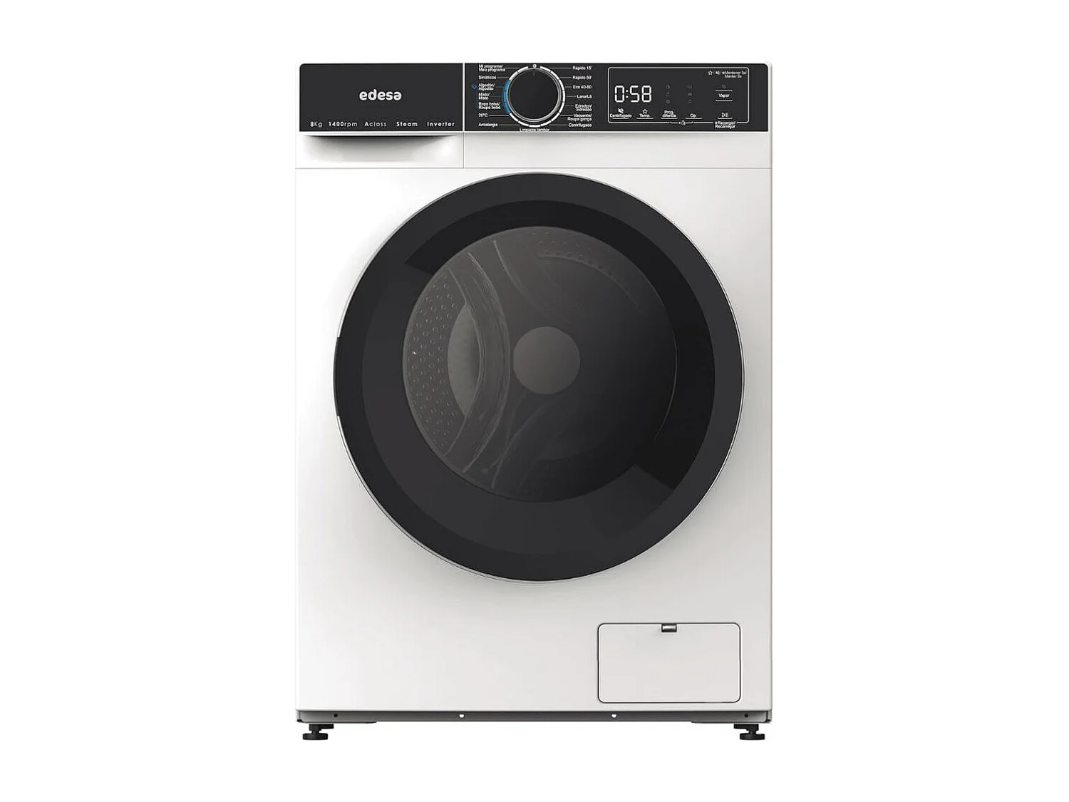 Lavadora carga frontal Edesa EWF8403WH 8kg 16 programas A blanco/negro 59,5 cm