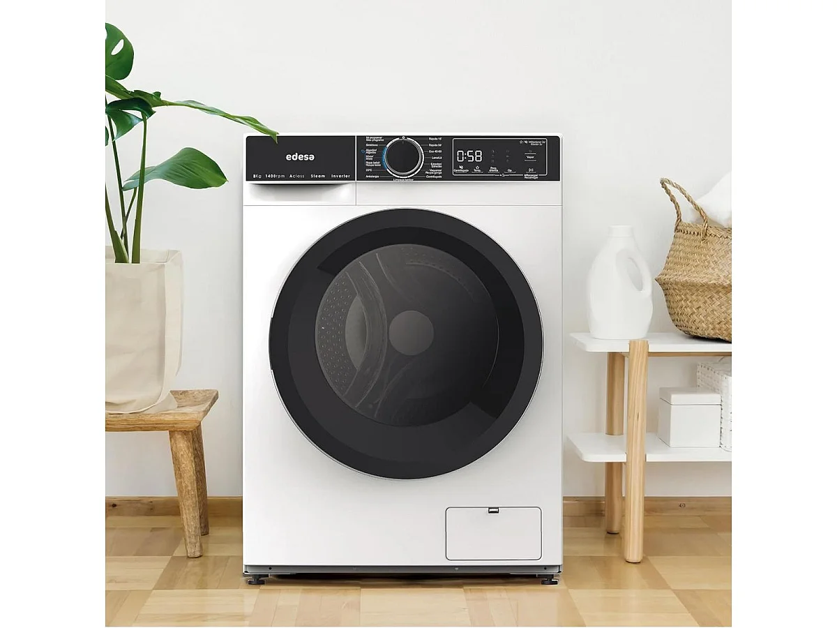 Lavadora carga frontal Edesa EWF8403WH 8kg 16 programas A blanco/negro 59,5 cm