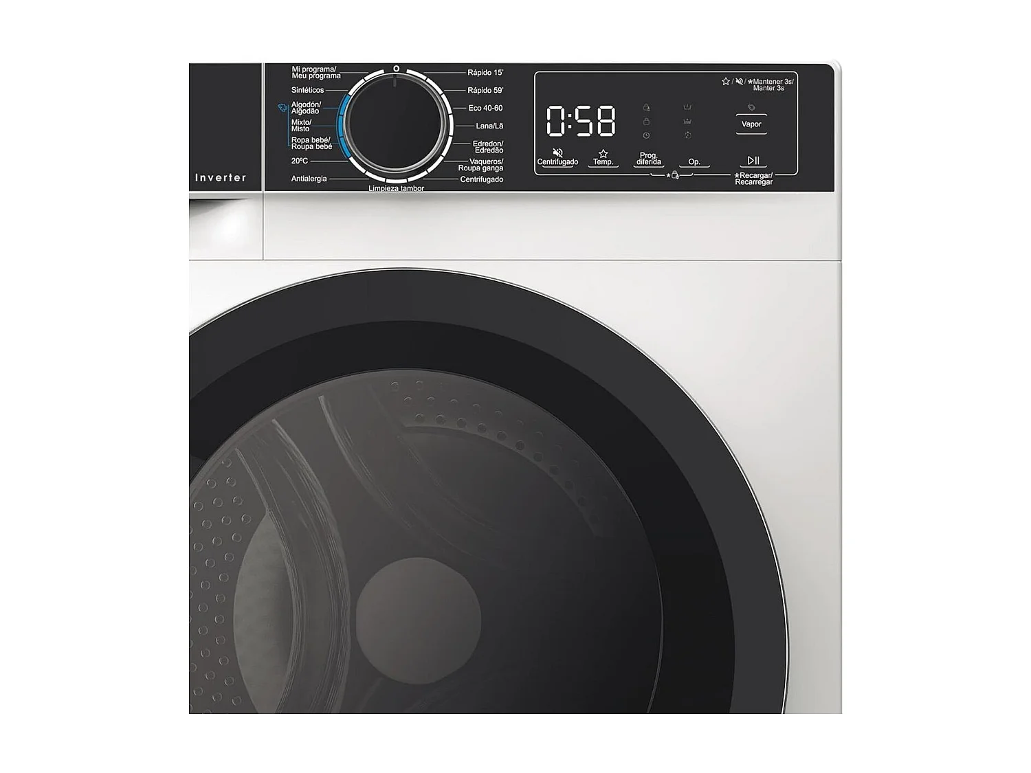 Lavadora carga frontal Edesa EWF8403WH 8kg 16 programas A blanco/negro 59,5 cm