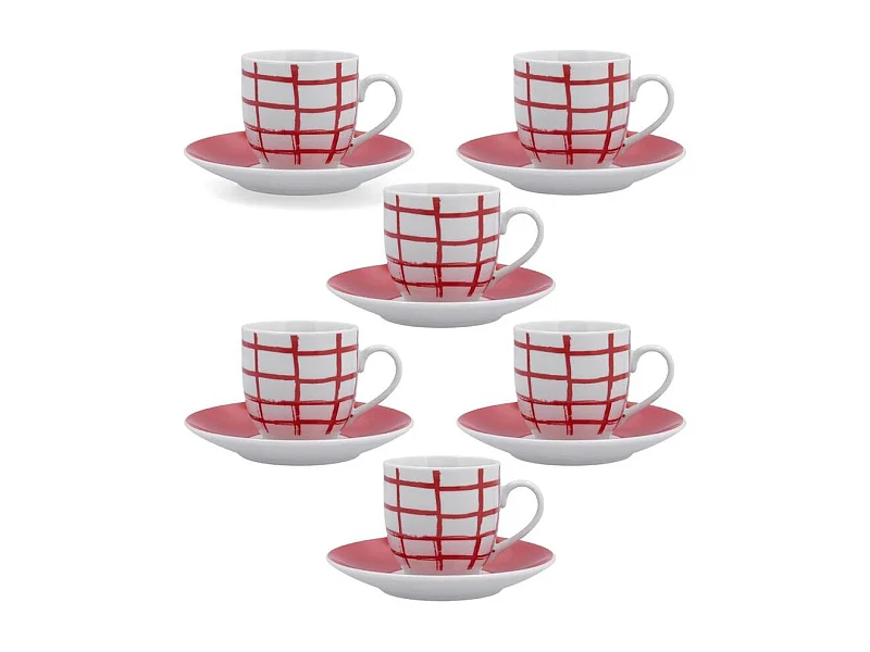 Pack de 6 tazas Kansas Quid porcelana rojo 9 cl