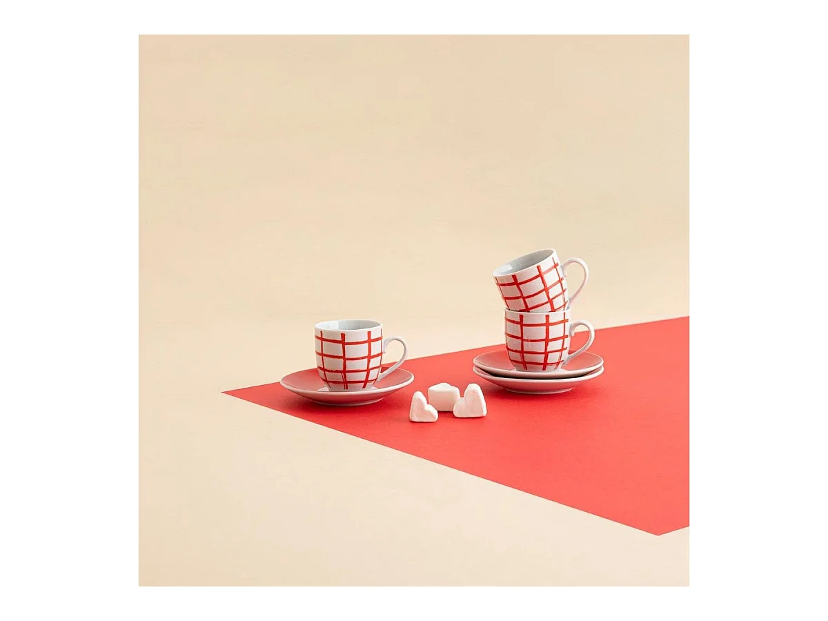 Pack de 6 tazas Kansas Quid porcelana rojo 9 cl