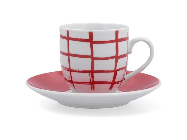 Pack de 6 tazas Kansas Quid porcelana rojo 9 cl