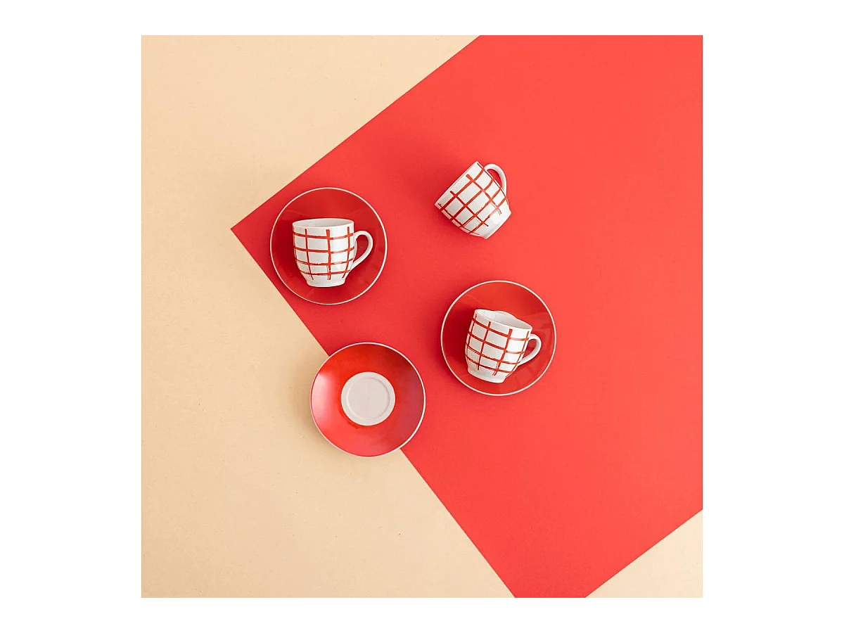 Pack de 6 tazas Kansas Quid porcelana rojo 9 cl