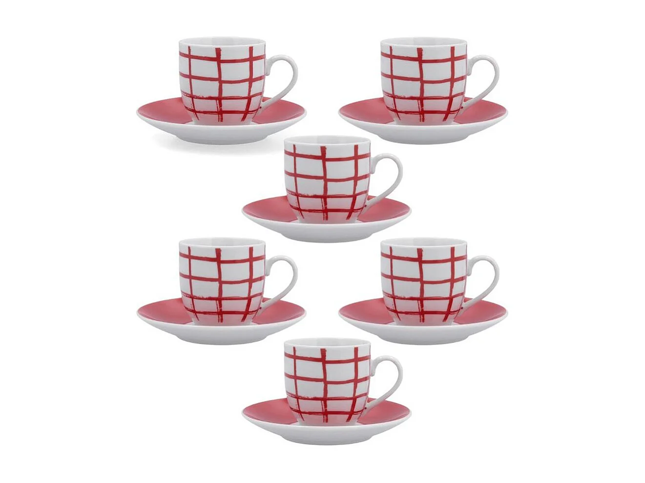 Pack de 6 tazas Kansas Quid porcelana rojo 9 cl