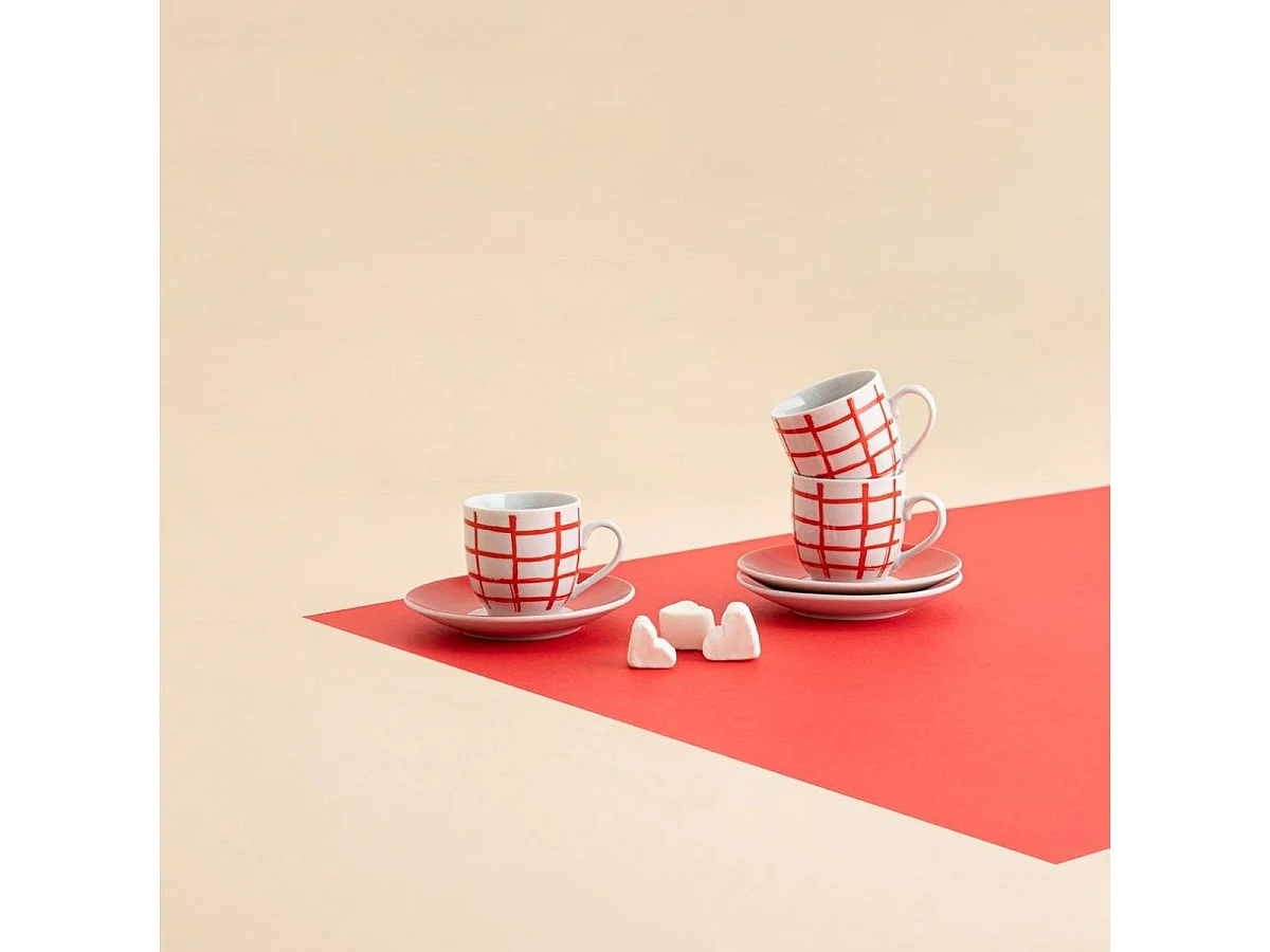 Pack de 6 tazas Kansas Quid porcelana rojo 9 cl