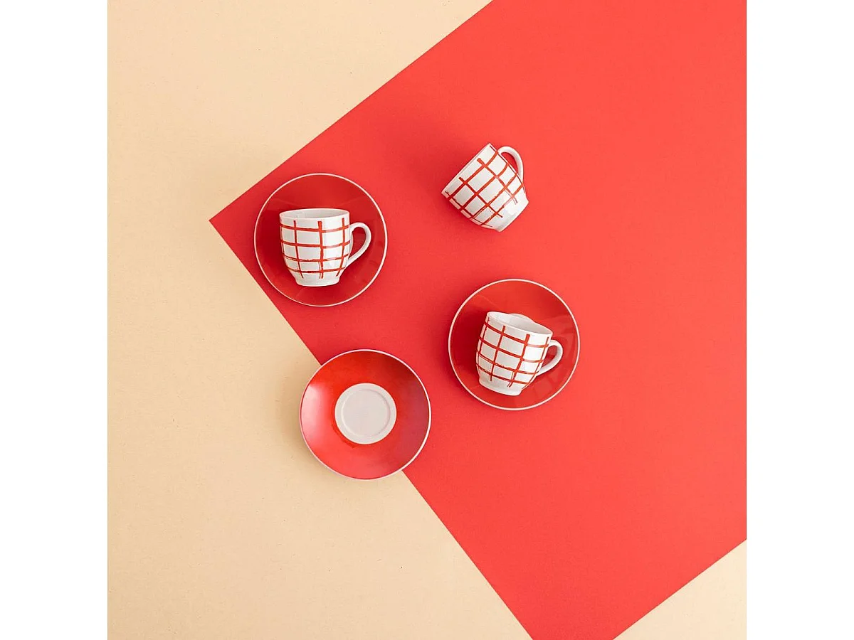 Pack de 6 tazas Kansas Quid porcelana rojo 9 cl