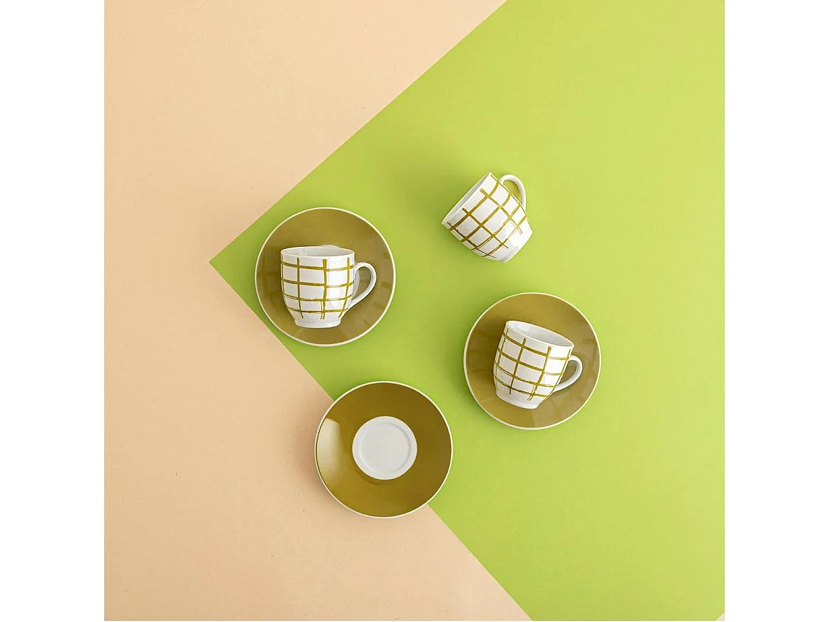 Pack de 6 tazas Kansas Quid porcelana verde 9 cl