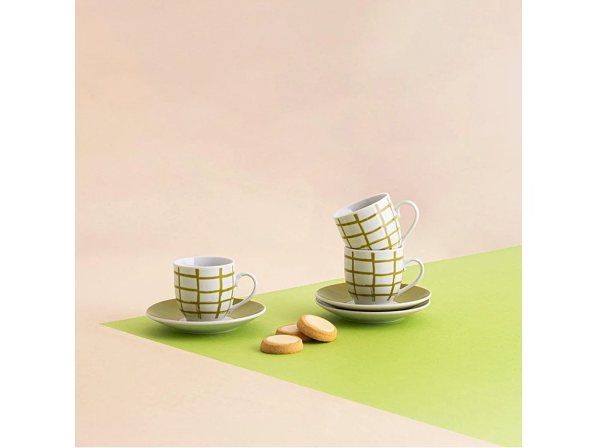 Pack de 6 tazas Kansas Quid porcelana verde 9 cl