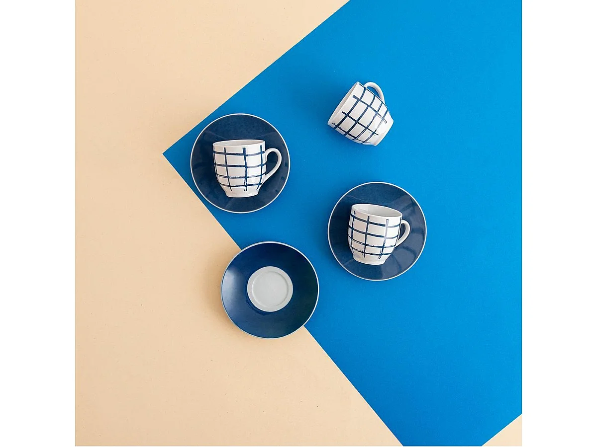 Pack de 6 tazas Kansas Quid porcelana azul 9 cl
