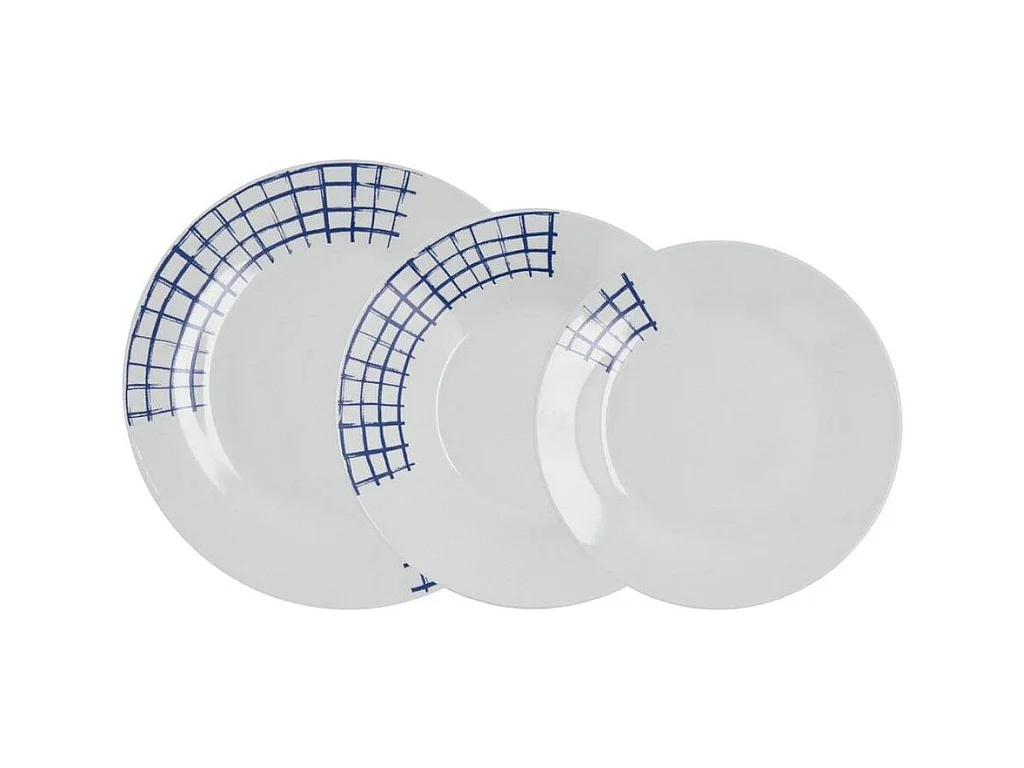 Vajilla Kansas Quid 18 piezas 6 servicios porcelana azul