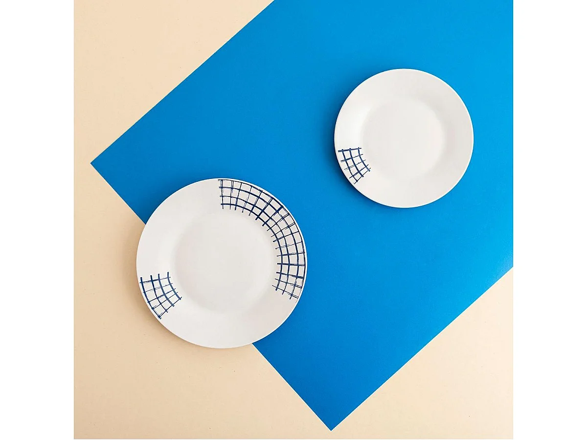 Vajilla Kansas Quid 18 piezas 6 servicios porcelana azul