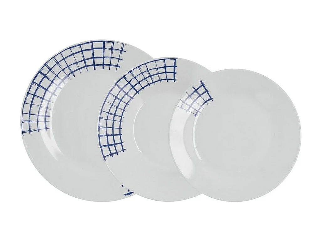 Vajilla Kansas Quid 18 piezas 6 servicios porcelana azul