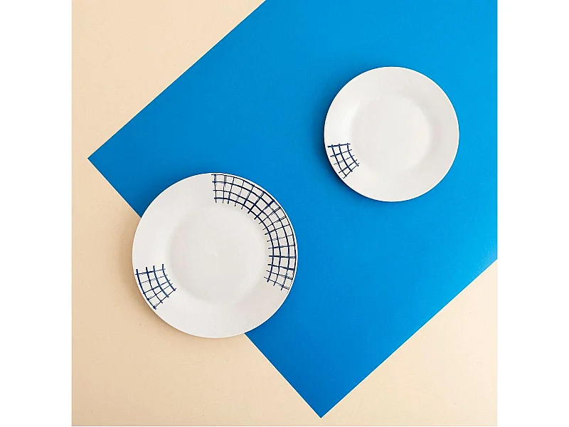 Vajilla Kansas Quid 18 piezas 6 servicios porcelana azul