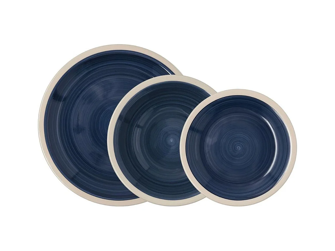 Vajilla Baltic Quid 18 piezas 6 servicios cerámica azul oscuro
