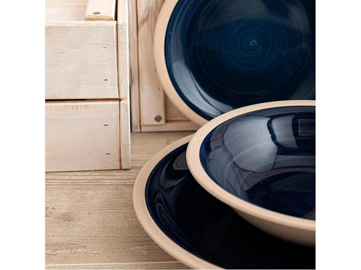 Vajilla Baltic Quid 18 piezas 6 servicios cerámica azul oscuro