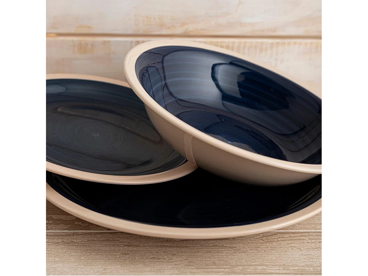 Vajilla Baltic Quid 18 piezas 6 servicios cerámica azul oscuro