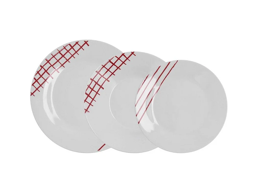 Vajilla Kansas Quid 18 piezas 6 servicios porcelana rojo
