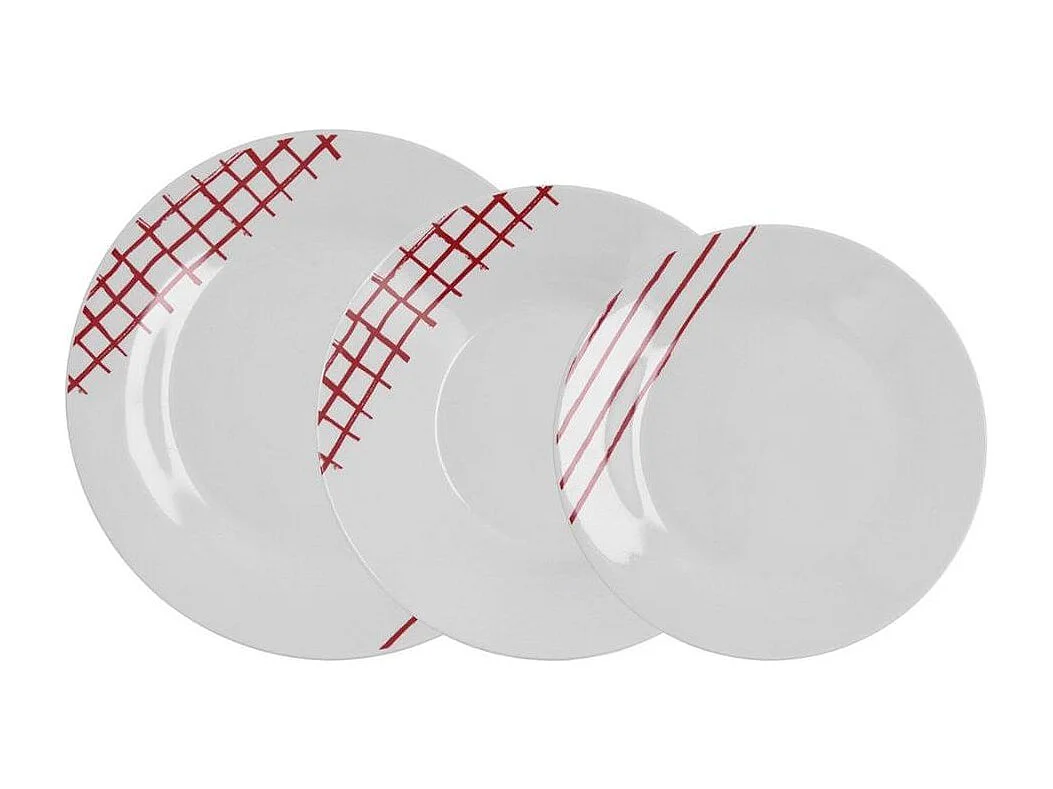 Vajilla Kansas Quid 18 piezas 6 servicios porcelana rojo