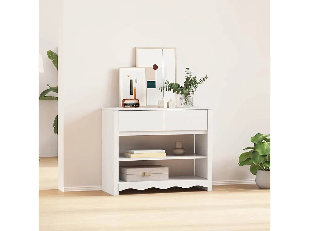 Table console avec tiroir Drammen Blanc 89,5 x 37 x 73 cm