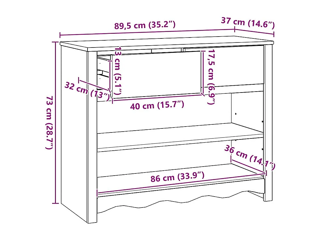 Table console avec tiroir Drammen Blanc 89,5 x 37 x 73 cm
